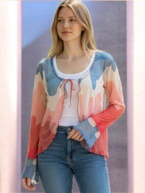 NWOT STANDARD ISSUE ( LG) Tie Dye Tie Front Bell Cuff Sleeves